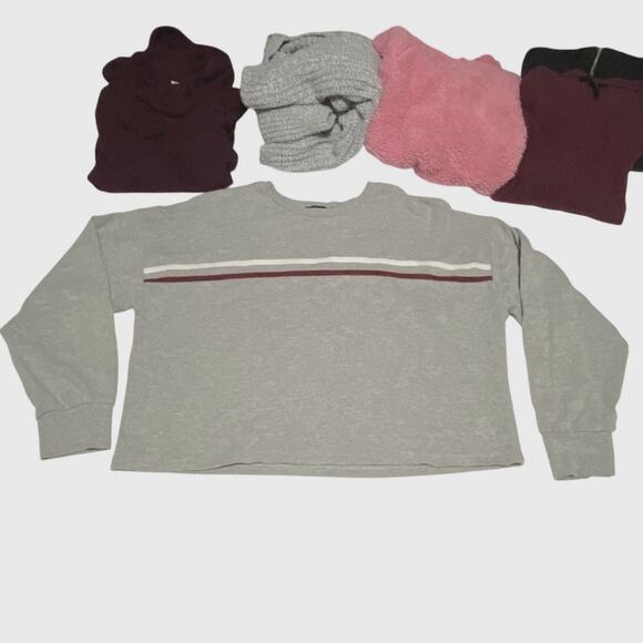 Women's Sweater Bundle Medium 6 Forever 21 DIVIDED H&M Hoodie Pink Gray Black - Picture 7 of 7